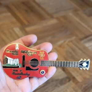 Lions Club Memphis Whitehaven Red Guitar Shaped Souvenir Trading Pin Elvis 1980